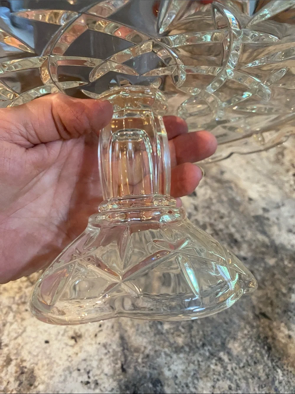 Gorham Clear Cut Crystal raised cake plate with Star Motif
